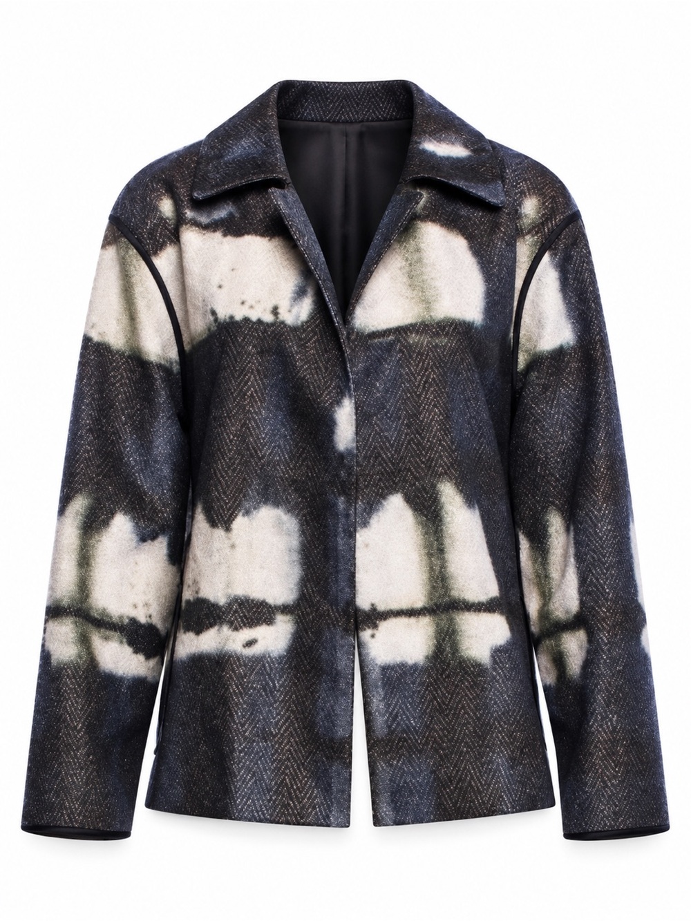 Lafayette 148 Plaid Print Evening Jacket Metallic Blue Ivory XL